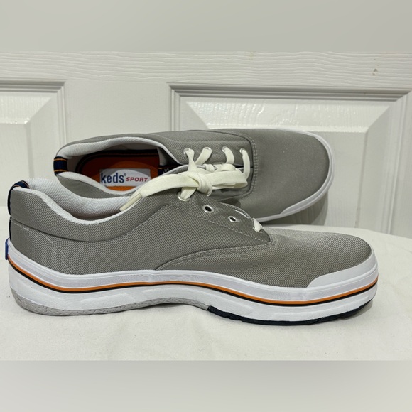 Keds Sport Gray Canvas Sneakers with White and Orange Accents - Picture 5 of 8